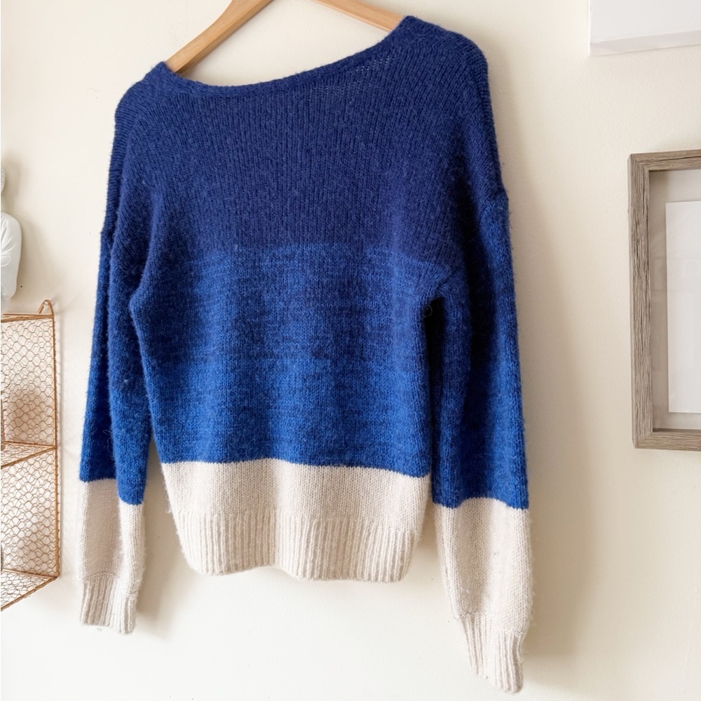 Part Two Raluca Copenhagen Blue Ivory Colorblock Alpaca Wool Blend Sweater Small - Picture 11 of 15
